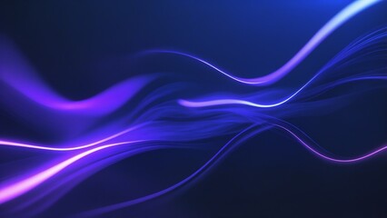 Futuristic Neon Waves Dark Blue Abstract Background with Glow
