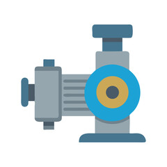 Grey and Blue Water Pump Icon on Black Background