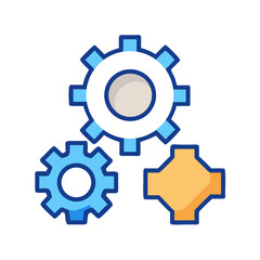 Three colorful gears against a black background illustration