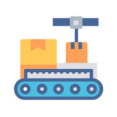 Fototapeta premium Automated conveyor belt system handling packaged goods illustration