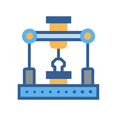 Industrial automated robotic machine in vector icon illustration