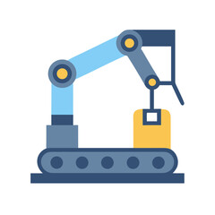 Manufacturing robotic arm lifting package on conveyor belt