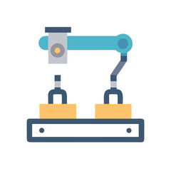 Automated Robotic Arm Assembly Line Concept Vector Illustration