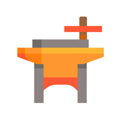 Colorful cartoon blacksmith anvil with hammer illustration design