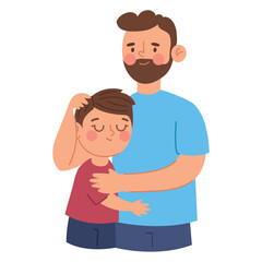Father Holding Son in Warm Emotional Embrace Illustration