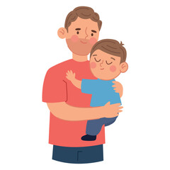 Father Holding Son in Warm Emotional Embrace Illustration