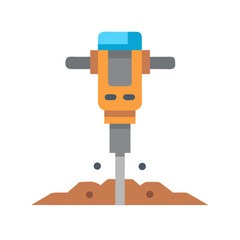 Icon of Jackhammer Drilling Ground Isolated on Black