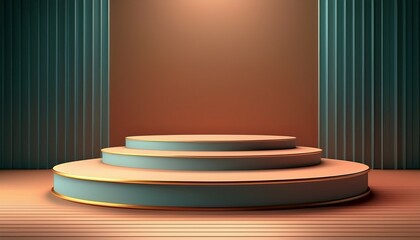three realistic tiered podium background
