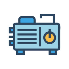 Blue portable generator isolated on a black background