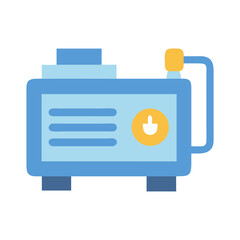 Blue portable generator icon on a black background