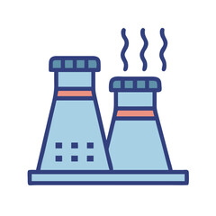 Colorful icon graphic of a nuclear power plant