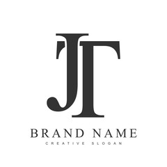 JT trendy logotype template. Initial letter j and t classic font style. Creative logo for company name or identity.