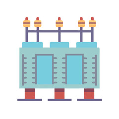 Obraz premium Colorful electric substation transformer illustration on black background