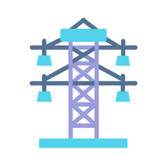 Modern Electric Power Tower Illustration on Black Background