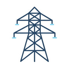 Isolated minimalist high-voltage power line tower design vector