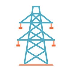 Stylized Power Line Tower with Black Background Vector
