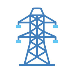 Minimalist Blue Power Line Tower Illustration on Black