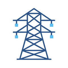 Blue Electric Power Tower on a Black Background