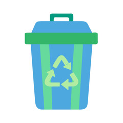Blue and Green Recycle Bin Icon with Symbol