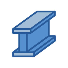 Blue Steel I-Beam on Black Background, Construction