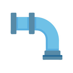 Blue plumbing pipe with joints and 90-degree elbow