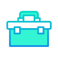 Cartoon toolbox icon on black background, equipment container