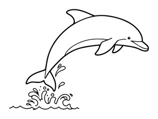 dolphin jumping out of water vector outline