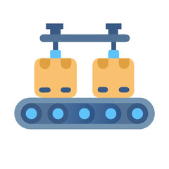 Conveyor belt with boxes. Shipping industry equipment