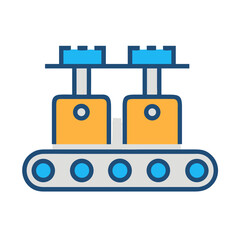 Automation Robot Conveyor Belt Vector Icon Flat Design