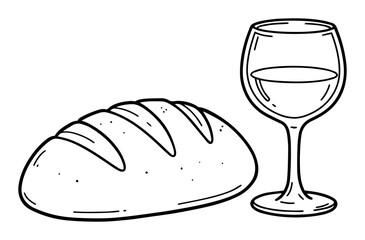 bread and wine outline for communion