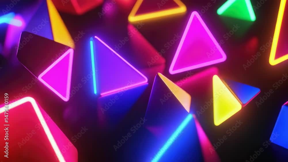 Poster neon lights arranged on a table for decoration or display