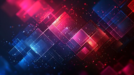 Obraz premium Bright digital tech squares illuminated pattern high resolution image