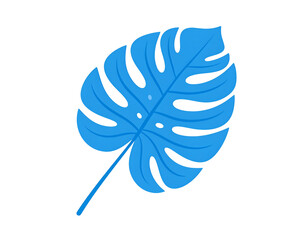 Vibrant blue tropical leaf graphic