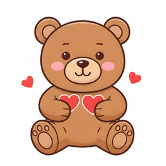 Fototapeta premium Teddy Bear with Heart Stickers
