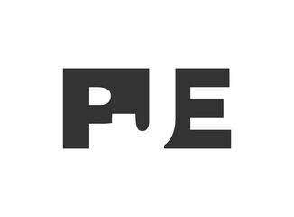 PJE logo design. Initial letter P J E bold font style for tech startups, consulting, corporate branding. Creative company name, headlines typography identity, trendy logotype.