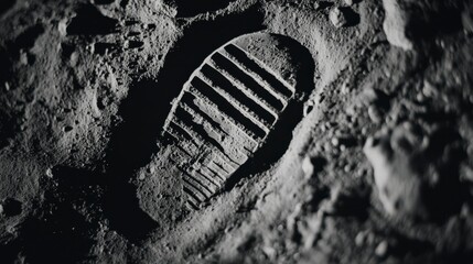 Historic Boot Print on the Moon Symbolizing Human Space Exploration