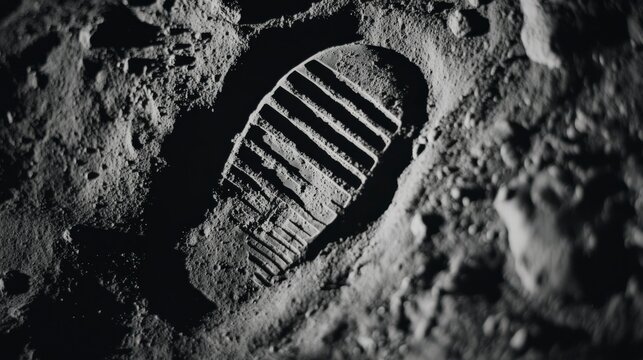 Historic Boot Print on the Moon Symbolizing Human Space Exploration