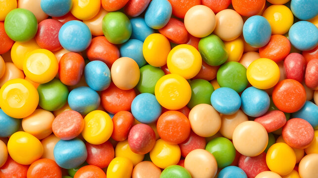 Multicolored candies for use as background.