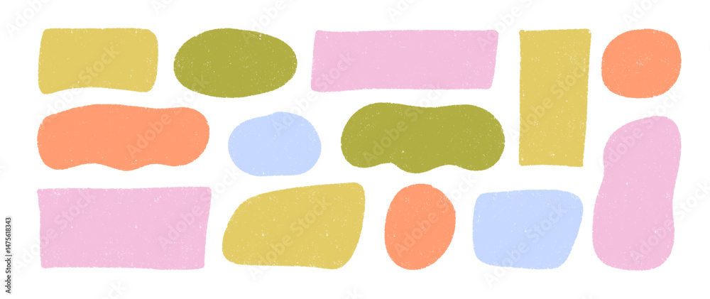 Leinwandbilder hand drawn organic irregular text boxes, organic wavy shapes and rounded rectangles. pastel colored 