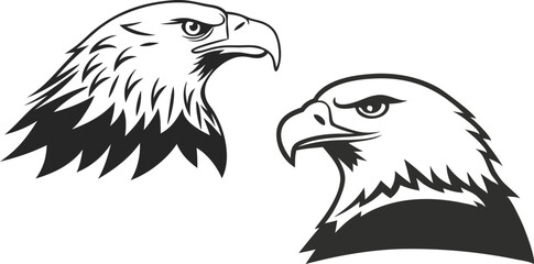 Obraz premium Majestic Eagle Head Silhouette Set For Animal Logo & Wildlife Vector Icons