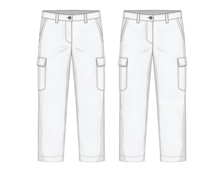 Front view of white cargo pants