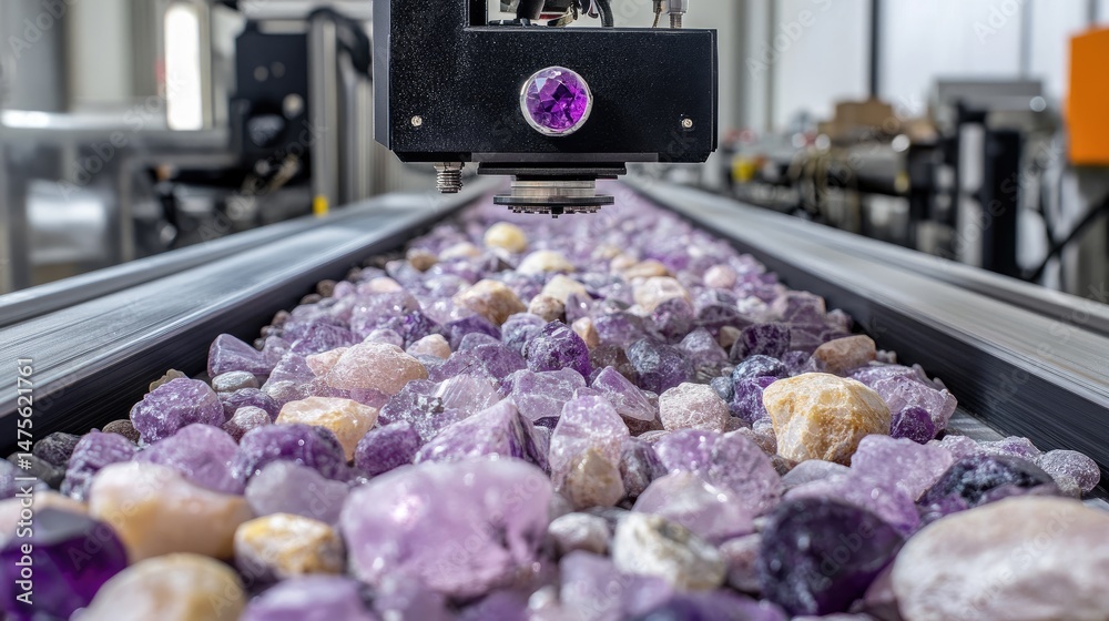 Aufkleber automated gemstone detection machine checking symmetry and placement accuracy on production line