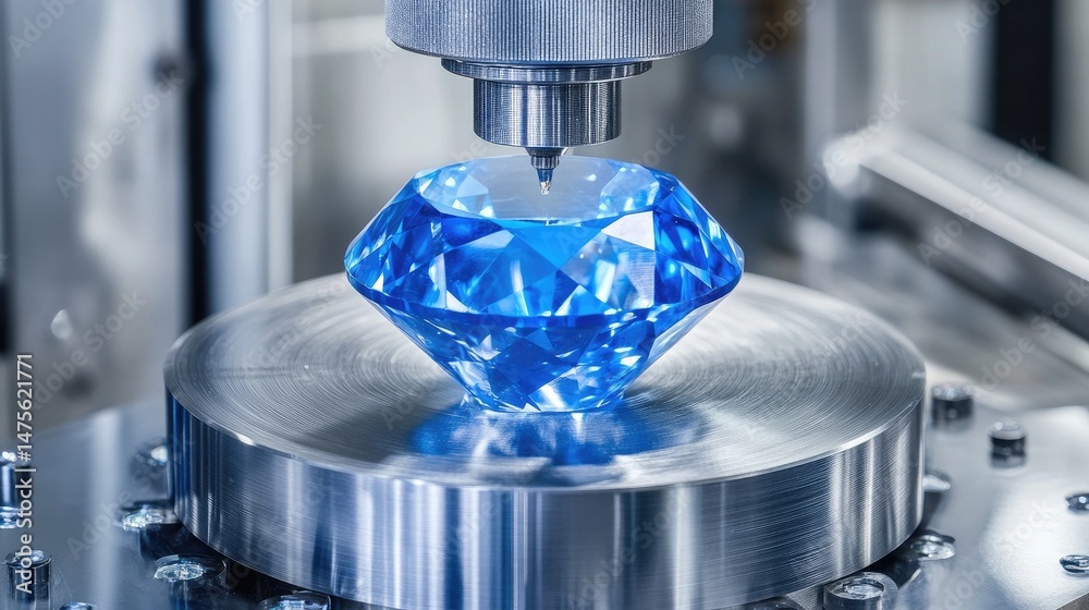 Aufkleber automated gemstone detection machine checking symmetry and placement accuracy on production line