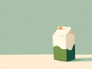 Minimalist Milk Carton on Pastel Backdrop: A simple, charming illustration of a milk carton, positioned against a soothing pastel background, evokes a sense of calm and simplicity. 