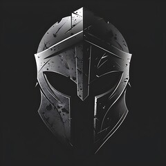 Obraz premium Majestic battle-worn metallic spartan helmet high resolution image