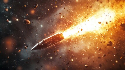 Missile Launch: A Fiery Ascent Through Space Debris