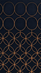 Fototapeta premium Elegant copper circles on dark blue background, repeating geometric pattern, textile design
