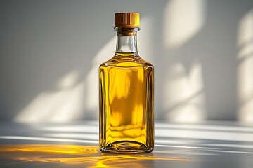 Olive oil clear bottle branch leaves high resolution picture