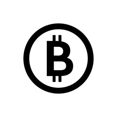 Bitcoin symbol inside a circle with black outline and white background cryptocurrency icon design element
