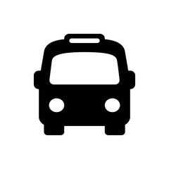 Illustration of a black bus with a white window and headlights in a simple and minimalist style design